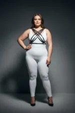 Plus Size Black Women's Leather-Look Harness Set Adjustable Body Accessory - SH867 - Image 4