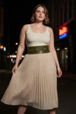 Plus Size Khaki Women's Wide Waist Belt Corset with Double Buckle Detail - SH875 - Image 3