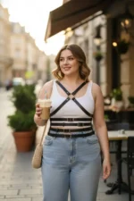 Plus Size Black Women's Leather Belt Crossbody Harness Body Accessory - SH911