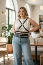 Plus Size Black Women's Leather Belt Crossbody Harness Body Accessory - SH911 - Image 2