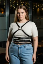 Plus Size Black Women's Leather Belt Crossbody Harness Body Accessory - SH911 - Image 4