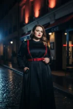 Plus Size Red Women's Leather Strappy Garter Belt Outfit Complete Set - SH934 - Image 2