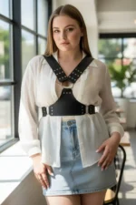 Plus Size Black Women's Belt with Stud Detail - SH936 - Image 4