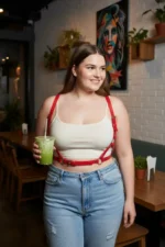 Plus Size Red Women's Leather Body Belt Adjustable Strappy Design - SH938 - Image 4