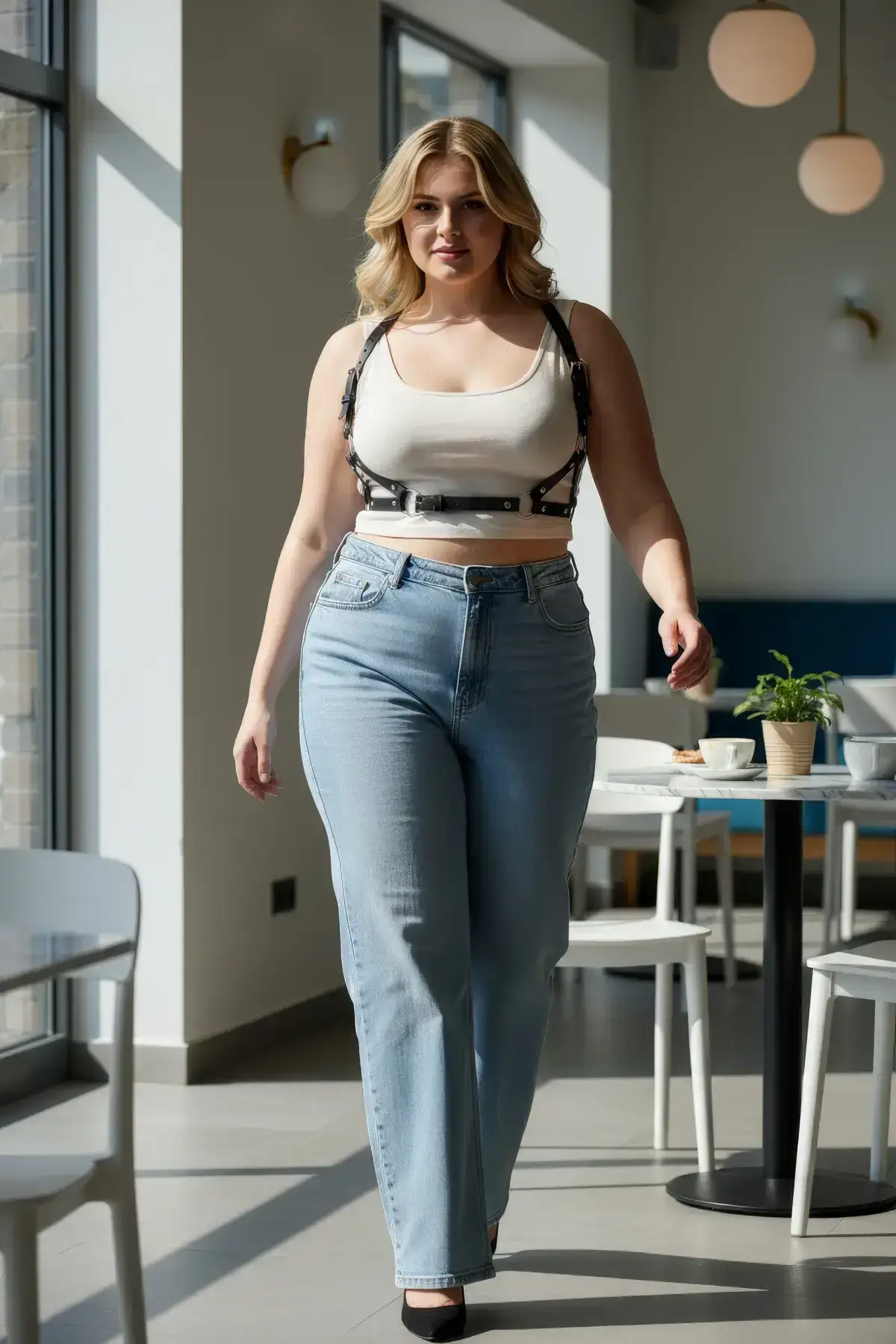 Plus Size Black Women's Leather Belt Harness Body Accessory Outfit Complement - SH938