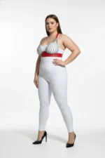 Plus Size Red Women's Leather Harness Set with Chain Detail - SH964 - Image 2