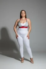 Plus Size Red Women's Leather Harness Set with Chain Detail - SH964 - Image 3