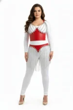 Plus Size Red Skirt with Chain Tassel Leather Accessory - SH994 - Image 2