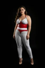 Plus Size Red Skirt with Chain Tassel Leather Accessory - SH994 - Image 3