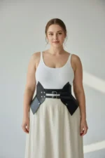 Plus Size Black Women's Leather Corset Belt Set - SH1010 - Image 3