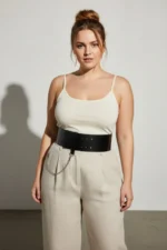 Plus Size Black Women's Belt Corset Model with Chain Detail - SH1117 - Image 4