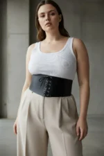 Plus Size Black Women's Dress with Belt and Corset Detail - SH1127 - Image 5