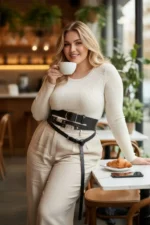 Plus Size Black Women's Belt Corset-Style Multilayered Buckle - SH1129