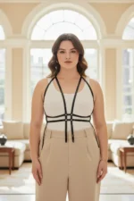 Plus Size Black Women's Belt Corset Style Leather Body Accessory - SH1137