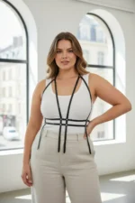 Plus Size Black Women's Belt Corset Style Leather Body Accessory - SH1137 - Image 2