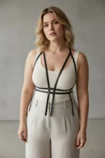 Plus Size Black Women's Belt Corset Style Leather Body Accessory - SH1137 - Image 3