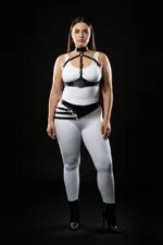 Plus Size Black Women's Leather Harness Set with Body Belt Detail Fantasy Accessory - SH1139 - Image 3