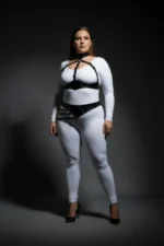 Plus Size Black Women's Leather Harness Set with Body Belt Detail Fantasy Accessory - SH1139 - Image 4