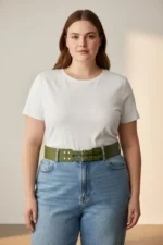 Plus Size Khaki Women's Belt, Wide Fit Double Buckle Combination Accessory - SH1203 - Image 3