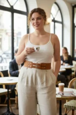 Plus Size Women's Belt, Genuine Leather, Wide Fit, Double Buckle - SH1203