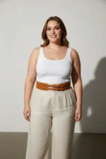 Plus Size Women's Belt, Genuine Leather, Wide Fit, Double Buckle - SH1203 - Image 5