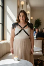 Plus Size Black Women's Leather Belt Harness Body Accessory with Shoulder Tassel Detail - SH1240