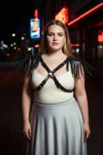 Plus Size Black Women's Leather Belt Harness Body Accessory with Shoulder Tassel Detail - SH1240 - Image 5