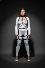 Plus Size Black Women's Harness Set with Chain Detail and Garter Belt - Leather Set - SH1262 - Image 4