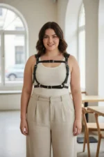 Plus Size Black Women's Belt Corset Style Leather Body Accessory - SH1269