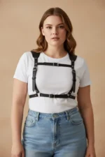 Plus Size Black Women's Belt Corset Style Leather Body Accessory - SH1269 - Image 3