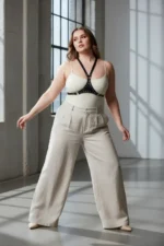 Plus Size Black Women's Leather Body Accessory with Belt Loop Detail - SH1279