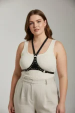 Plus Size Black Women's Leather Body Accessory with Belt Loop Detail - SH1279 - Image 2