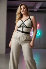 Plus Size Black Women's Belt Harness Detailed Leather Body Accessory - SH1294 - Image 4