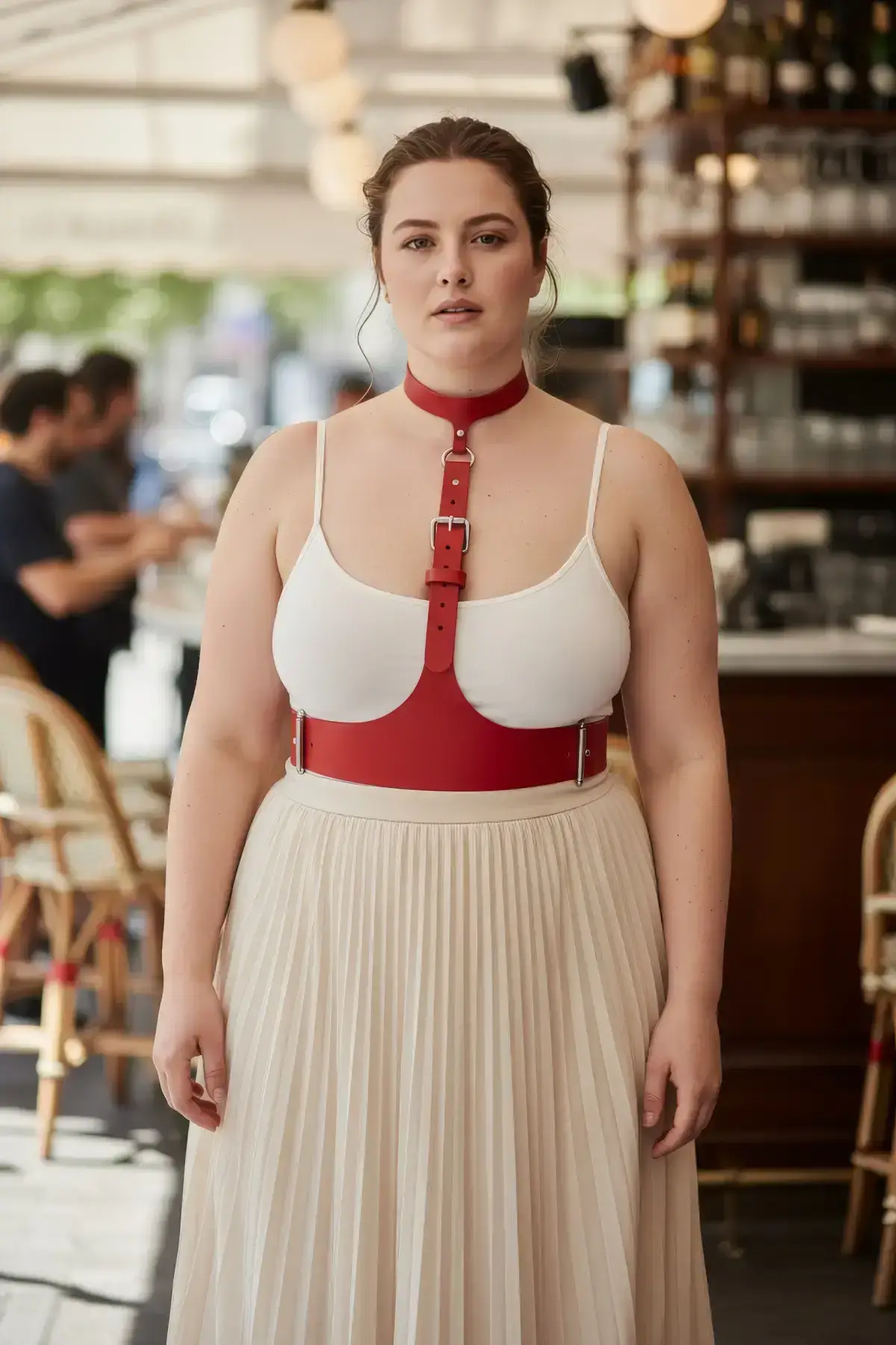 Plus Size Red Women's Belt Strap Corset Style Leather Accessory - SH1297