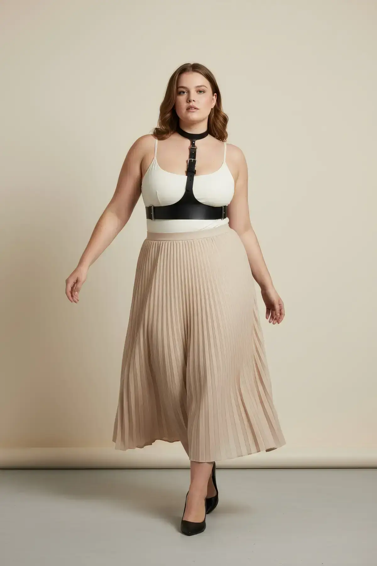 Plus Size Black Women's Belt Corset Style Leather Harness Accessory - SH1297