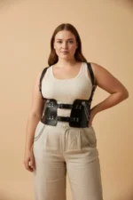 Plus Size Black Women's Belt Corset-Style with Chain Detail - SH1300 - Image 2
