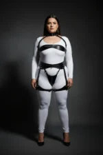 Plus Size Black Women's Leather Harness Set with Garter, Fantasy Body Accessory - SH1373 - Image 4