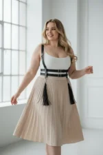 Plus Size Black Women's Belt Strap Corset Style Leather Body Accessory with Tassel Detail - SH1393 - Image 2