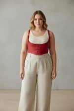 Plus Size Red Women's Leather Corset Harness with Belt Laces - SH1428 - Image 3