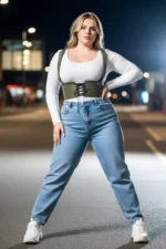 Plus Size Khaki Women's Belted Shoulder Strap Tie-Up Corset Style - SH1429 - Image 4