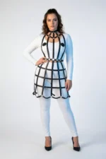 Plus Size Black Leather Cage Design Skirt Harness with Stud Details - SH1243 - Image 3