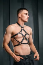 Men's Leather Chest Harness, Men's Fantasy Apparel, Men's Party Wear - SHM230