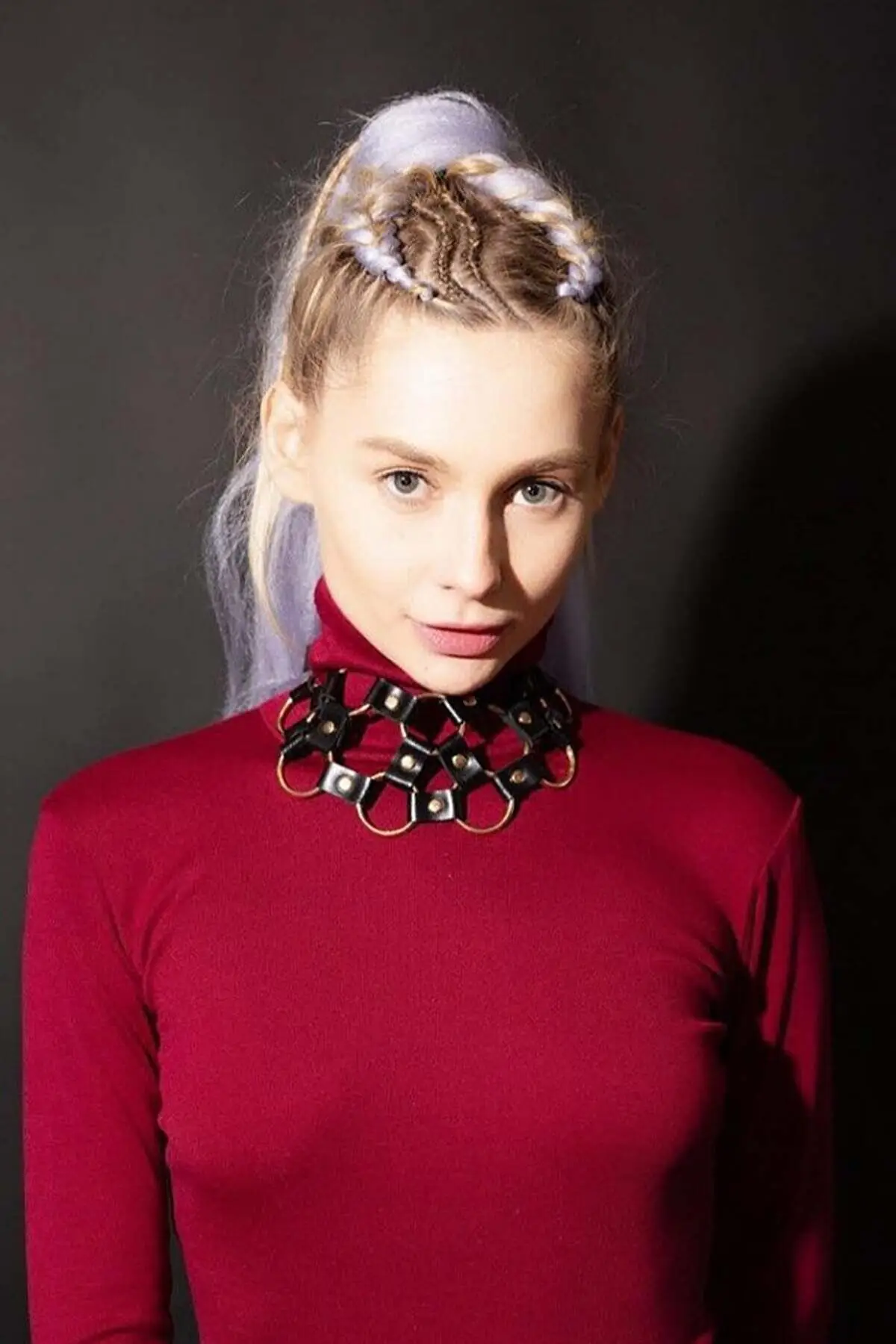 98336.webp Leather Choker Neck Accessory with Ring Detail - SH657-S1 - Image 1